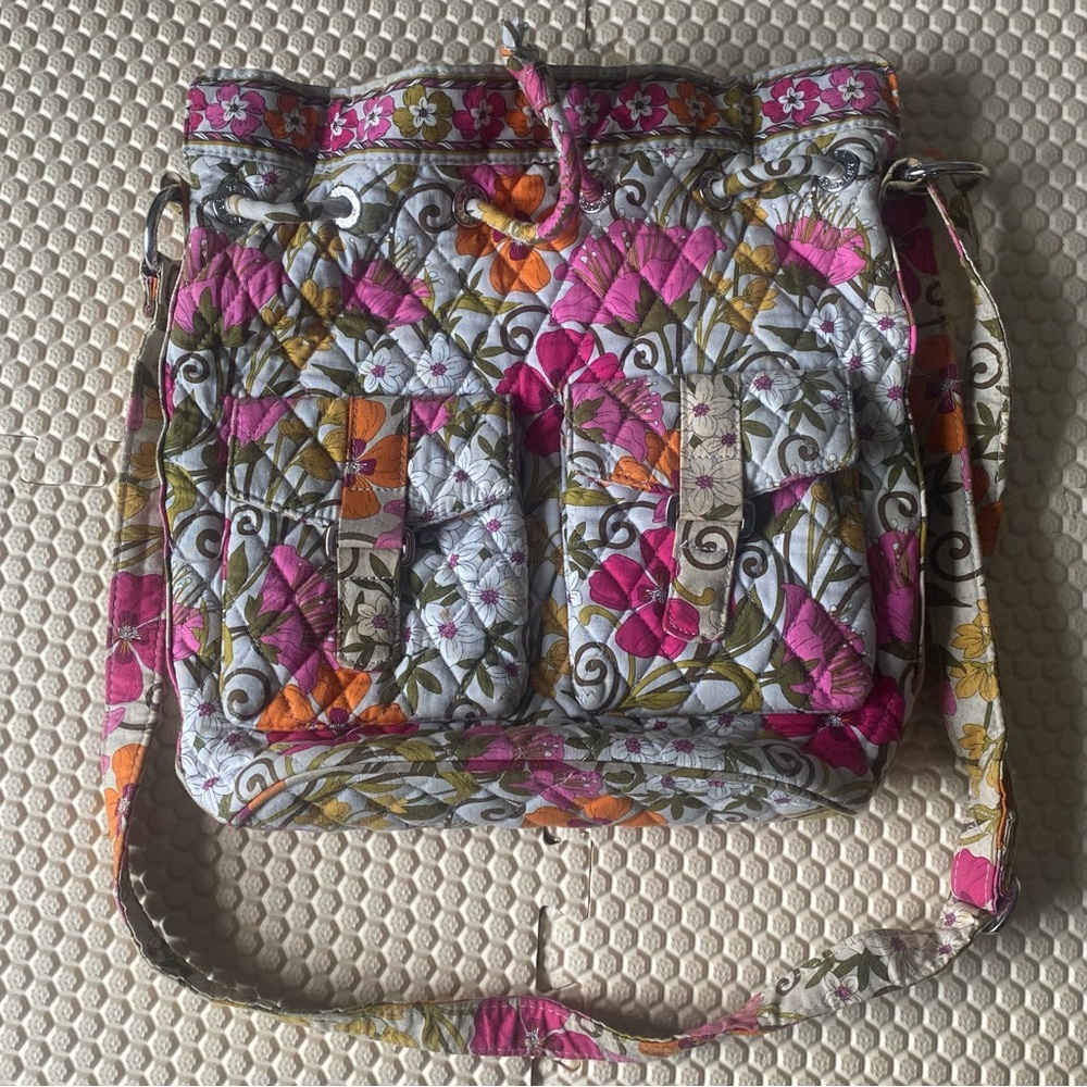 Vera Bradley Pink and Orange Crossbody Bag with Butterfly Print - Picture 2 of 9